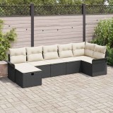 Cumpara ieftin Set de canapele pentru grădină cu pernă 7 pcs Negru Rattan poli