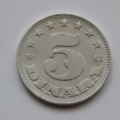 5 DINARI 1963 IUGOSLAVIA-UNC