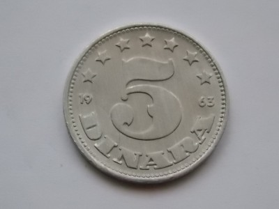 5 DINARI 1963 IUGOSLAVIA-UNC foto