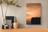 Tablou Canvas Siluetă Solitară la Apus Multicolor Artă Murală Premium, 26 x 39 cm, CMCLASS