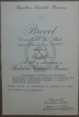 Brevet Medalia a 50-a aniversare a Partidului Comunist Roman/ 1971 foto