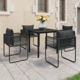 VidaXL Set mobilier de grădină, 5 piese, negru, ratan PVC