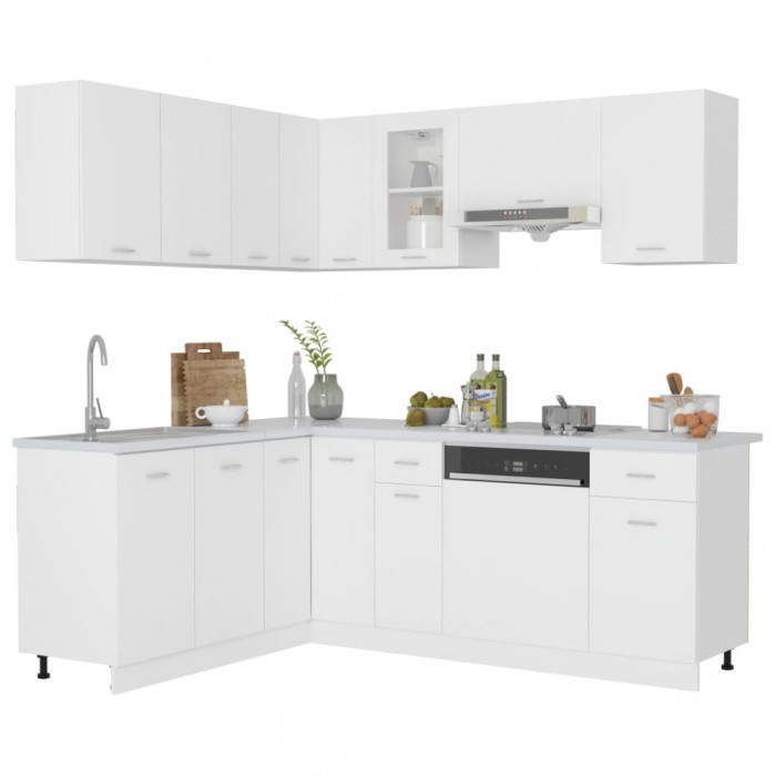 Set dulapuri de bucatarie, Lyon, 11 piese, alb, PAL