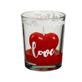 Lumanare decorativa Inima cu pahar, 5.5x6.5 cm, Rosu, ATU-084232