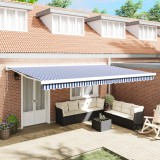vidaXL Marchiză retractabilă automată albă și albastră 500x300 cm
