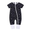 Salopeta Pijama Bebe Edman Night Sky, 3-6 luni, Bumbac Organic, Negru, Fermoar Reversibil