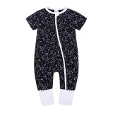 Cumpara ieftin Salopeta pijama Edman bebe/copii cu fermoar reversibil Night Sky, bumbac, 3-6 luni, Negru