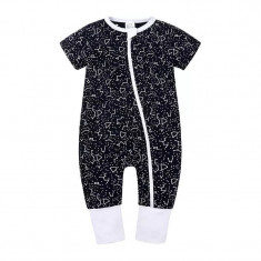Salopeta pijama Edman bebe/copii cu fermoar reversibil Night Sky, bumbac, 3-6 luni, Negru