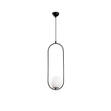 Lustra tip pendul Model 7, metal/sticla, negru/alb, 20 x 15 x 66-146 cm