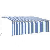 Cumpara ieftin Copertina retractabila manual cu stor, albastru &amp; alb, 4x3 m