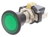 Comutator Push-Pull Verde LED 10A 14VDC