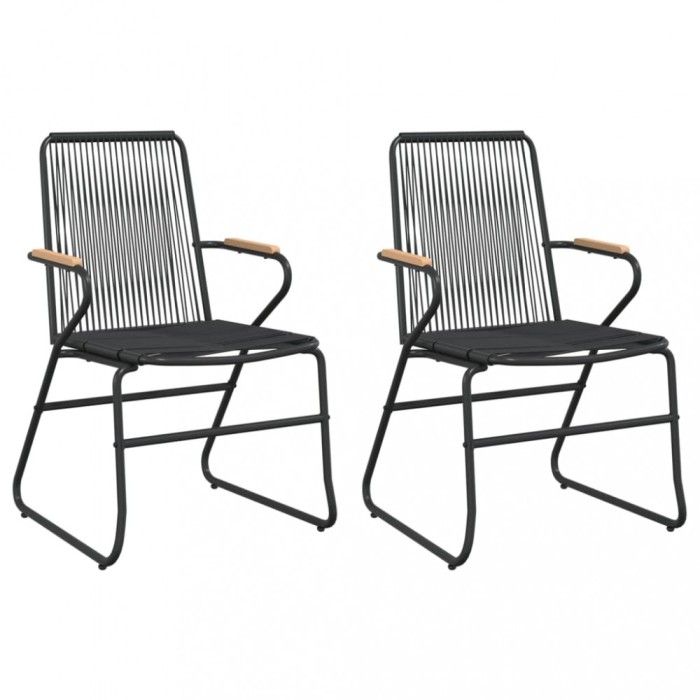 Scaune de gradina, 2 buc., negru, 58x59x85,5 cm, ratan PVC