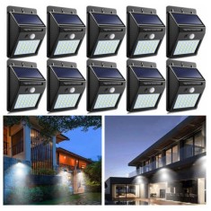 Set 10 x Lampa 30 Led cu incarcare solara si senzor de miscare