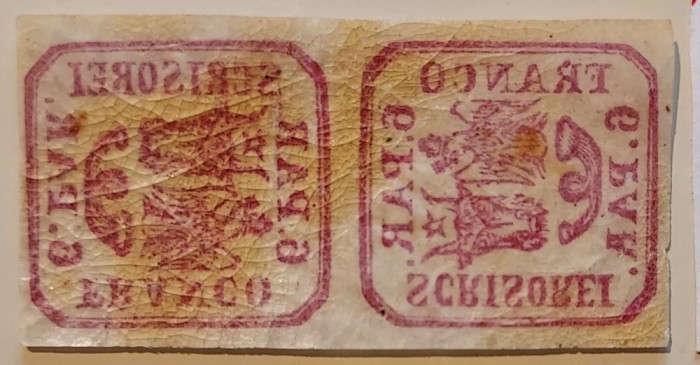Pereche Principatele Unite 1864 6 parale