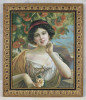 Tablou cu o fata cu trandafir - ulei pe panza cu o rama Art Nouveau REST10