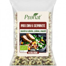 Mix bio din 6 seminte pentru salate, paine, musli 250g Pronat