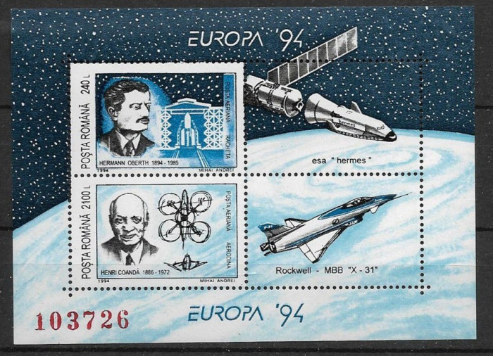 Romania 1994 Europa CEPT Space perf. sheet Mi.B289 MNH CA.019