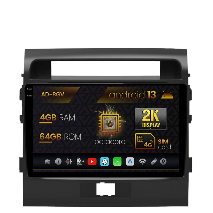 Navigatie Toyota Land Cruiser 200 (2007-2015), Android 13, V-Octacore 4GB RAM + 64GB ROM, 9.5 Inch - AD-BGV9004+AD-BGRKIT075