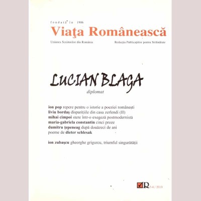 colectiv - Viata Romaneasca. Lucian Blaga - diplomat. Anul CIV (104) foto