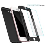 Husa iPhone 6 / 6S Ipaky 360 Full Cover Neagra + Folie Sticla, Protectie Socuri si Zgarieturi