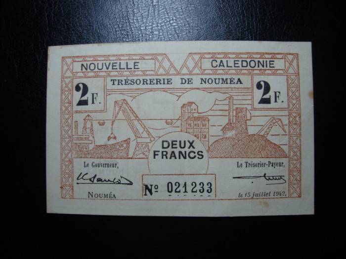 NOUA CALEDONIE / NOUMEEA 2 FRANCI 1942 SUPERBA