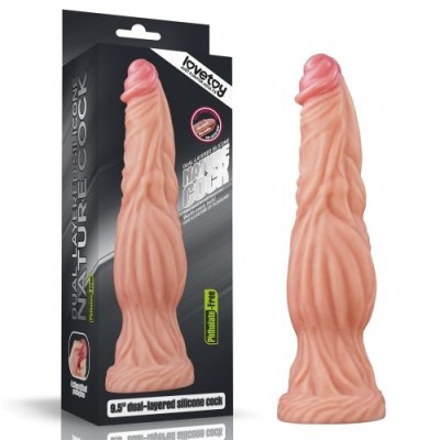 Dildo Monster Nature Double Layered Silicone Platinum, [24,5 cm x 6.3 cm] foto