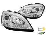 Set de faruri de tuning potrivit pentru Mercedes ML W164 2005-2008 cu baza cromata, stanga si dreapta Performance AutoTuning