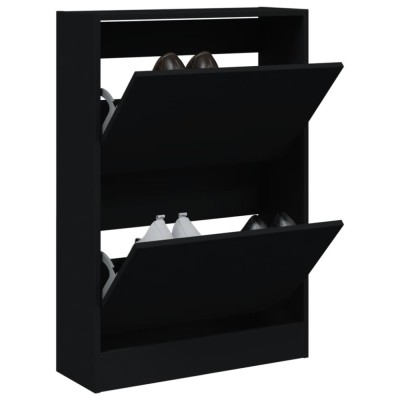 Pantofar, negru, 60x21x87,5 cm, lemn compozit foto