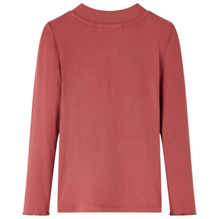 Tricou de copii cu m&acirc;neci lungi, guler tunică, roșu ars, 140