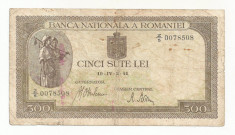 ROMANIA 500 LEI 1941 [15] filigran vertical foto