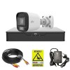 Kit supraveghere Uniview, 1 mini camera de exterior, ColorHunter, 5MP 2K+, Lumina Alba 20m, Vedere color pe timp de noapte, DVR 4 canale, Accesorii mo