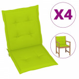 Perne scaun de grădină, 4 buc., verde aprins, 100 x 50 x 3 cm