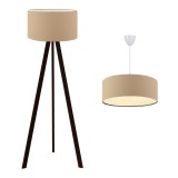 Set lampi bej Scunthorpe cu pendul si lampadar pentru living