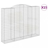 Cumpara ieftin Cosuri gabion arcuite, 15 buc 300x50x220/240cm, fier galvanizat
