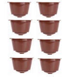 Set 8 capsule reutilizabile cafea compatibile cu Dolce Gusto, Plastic/Silicon, 52 x 35 mm, Maro
