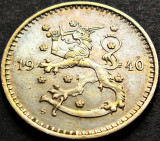 Moneda istorica 1 MARKKA - FINLANDA, anul 1940 * cod 416 A, Europa