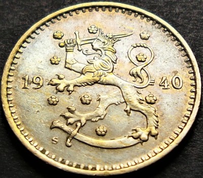 Moneda istorica 1 MARKKA - FINLANDA, anul 1940 * cod 416 A foto