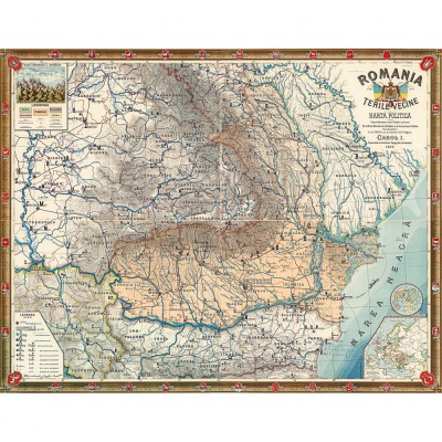 Harta Romania si Terile vecine, 1899, 50x70cm, repro foto