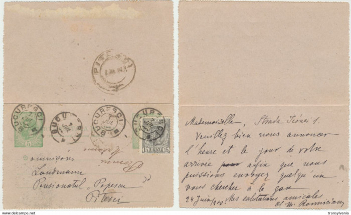 Romania Spic de Gr&acirc;u intreg postal rar 1900 2 timbre 5 bani suprafrancat intern