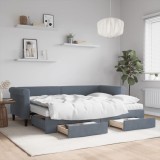 VidaXL Pat de zi cu extensie și sertare gri &icirc;nchis 80x200 cm catifea