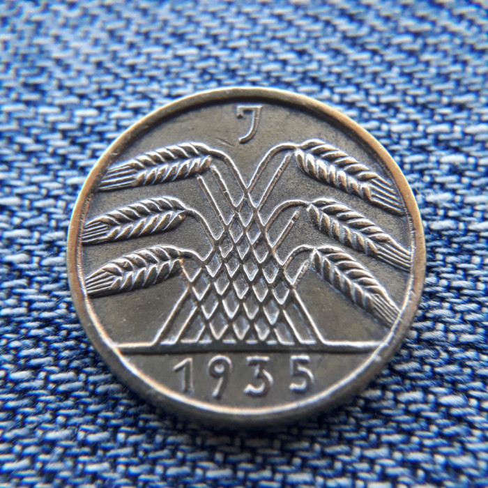 1q - 5 ReichsPfennig 1935 J Germania / pfennig