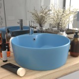 vidaXL Chiuvetă de lux cu preaplin, bleu mat, 36x13 cm, ceramică