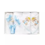Trusou Botez 7 Piese Personalizat cu Broderie, Bleu, Ursuletul Print - TB47