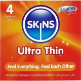 Prezervative Skins Ultra Thin, format compact de buzunar, 4 buc