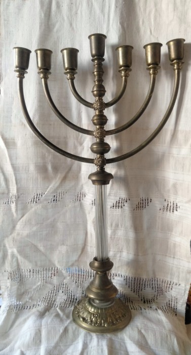 Vechi Menorah mare 60 x 33 cm Sfeșnic iudaica