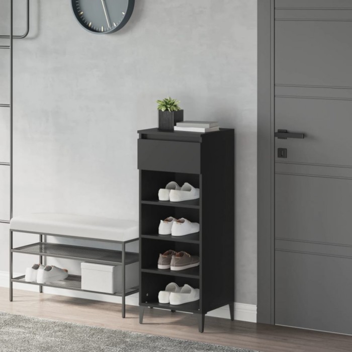 vidaXL Pantofar, negru, 40x36x105 cm, lemn prelucrat 819781