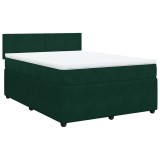 Cumpara ieftin Pat box spring cu saltea, verde inchis, 140x190 cm, catifea