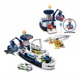 Barca pentru copii cu macara si catapulta culoare albastra Shark Attack