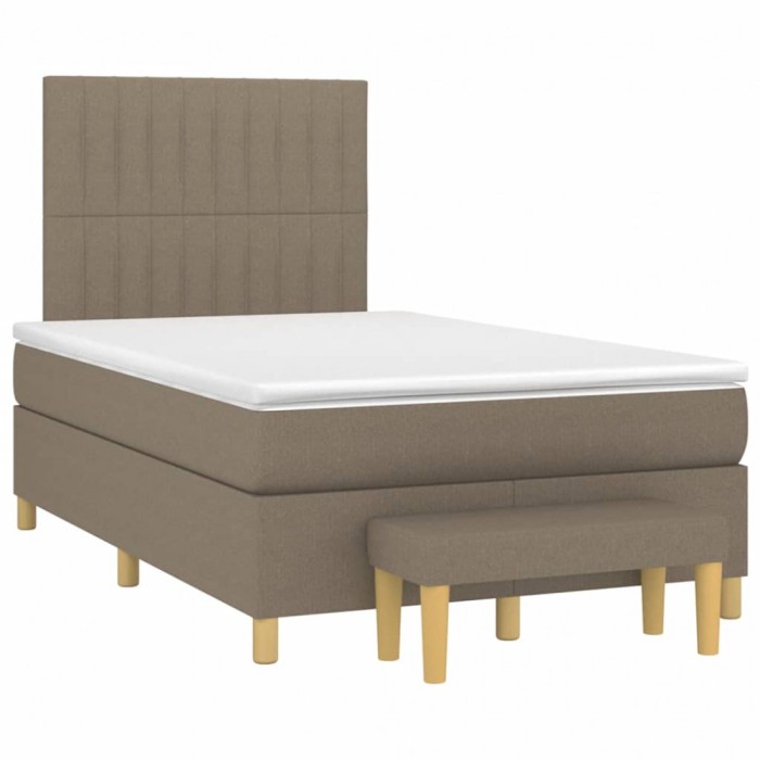 vidaXL Pat box spring cu saltea, taupe, 120x190 cm material textil 3270422