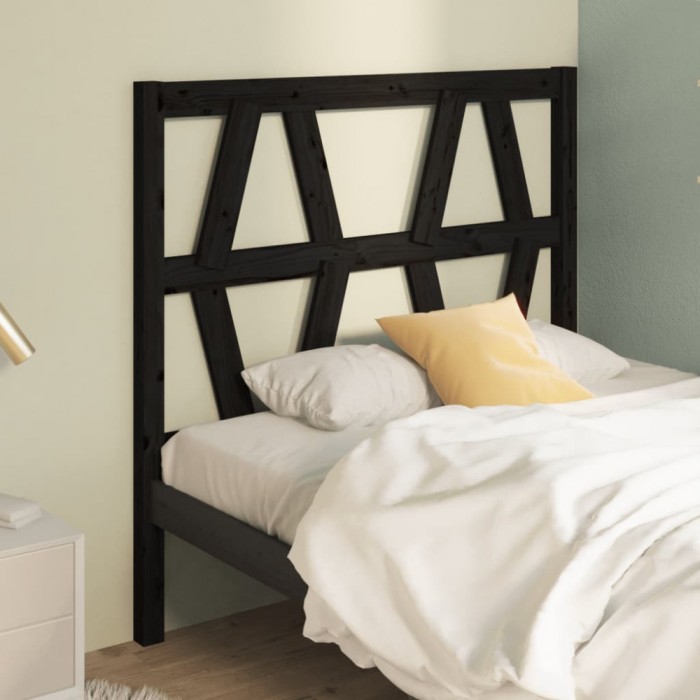vidaXL Tăblie de pat, negru, 81x4x100 cm, lemn masiv de pin 818599